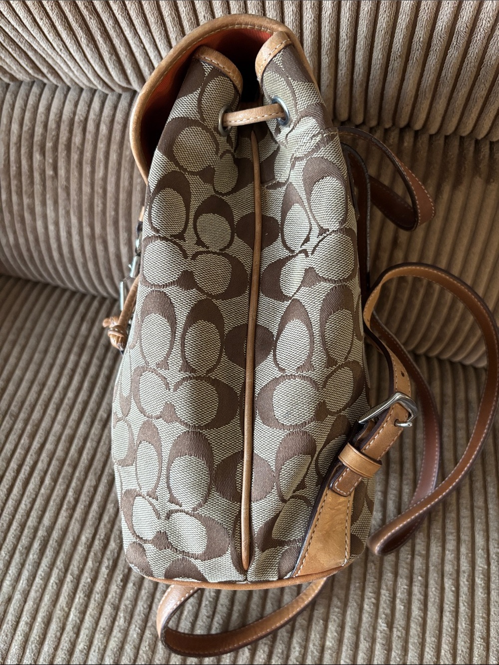 Coach Canvas Signature Backpack in Brown and Tan - Picture 5 of 9